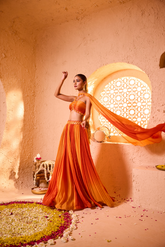 SURYAMUKHI – Rust Saffron Crop Top Skirt Set